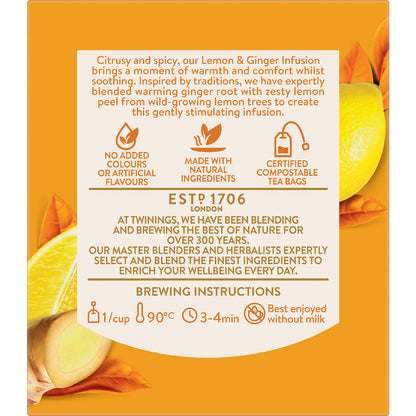 Twinings Lemon & Ginger Tea Bags 15g X 10 Pack