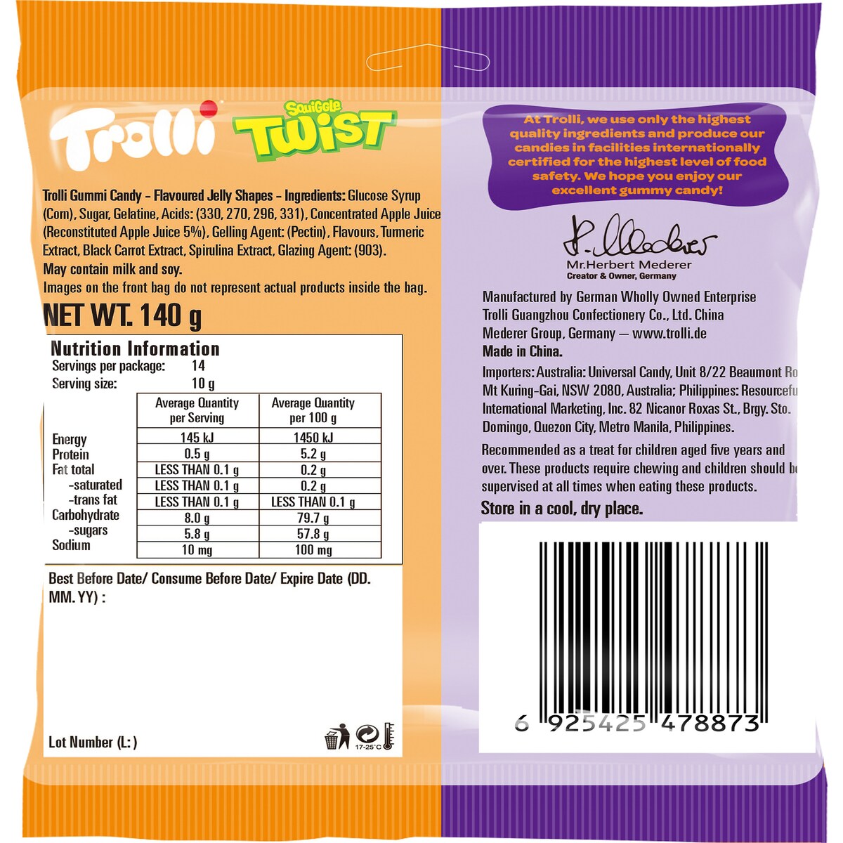 Trolli Squiggle Twist Sweet & Sour 140g