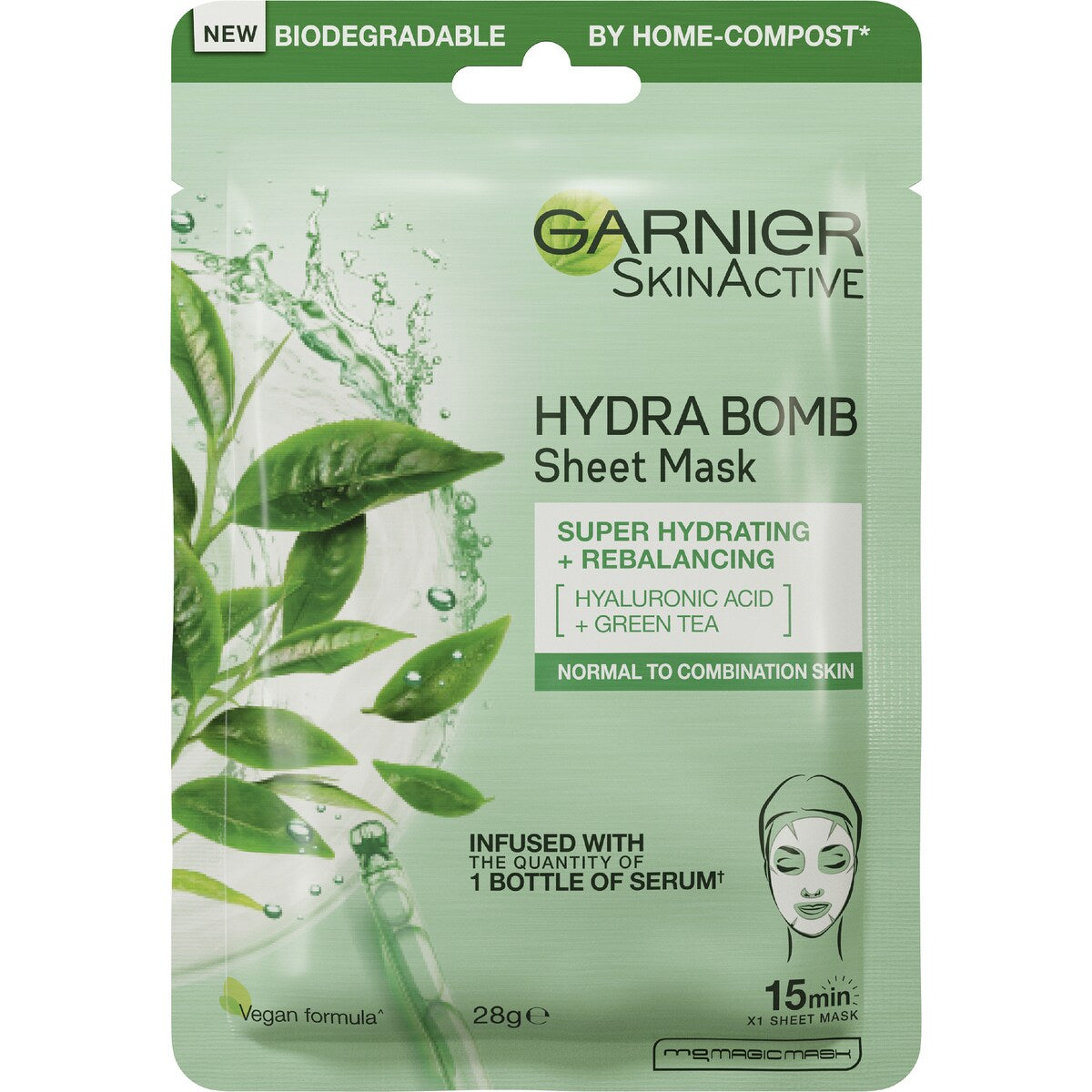 Garnier Skin Active Hydra Bomb Sheet Face Mask Green Tea Each