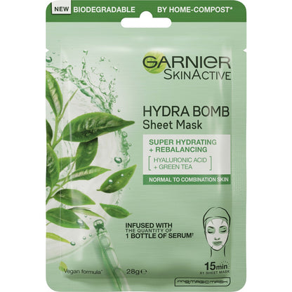 Garnier Skin Active Hydra Bomb Sheet Face Mask Green Tea Each