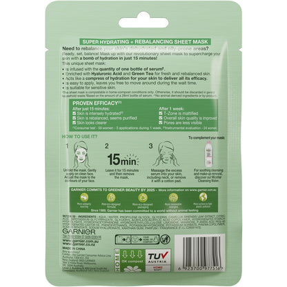 Garnier Skin Active Hydra Bomb Sheet Face Mask Green Tea Each