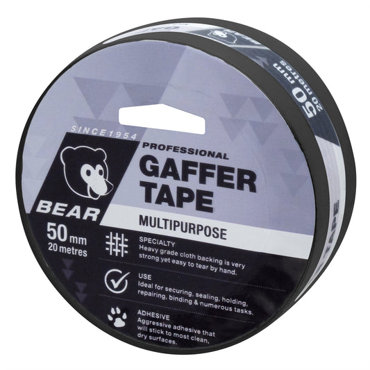 Bear 50mm x 20m Multipurpose Gaffer Tape Black