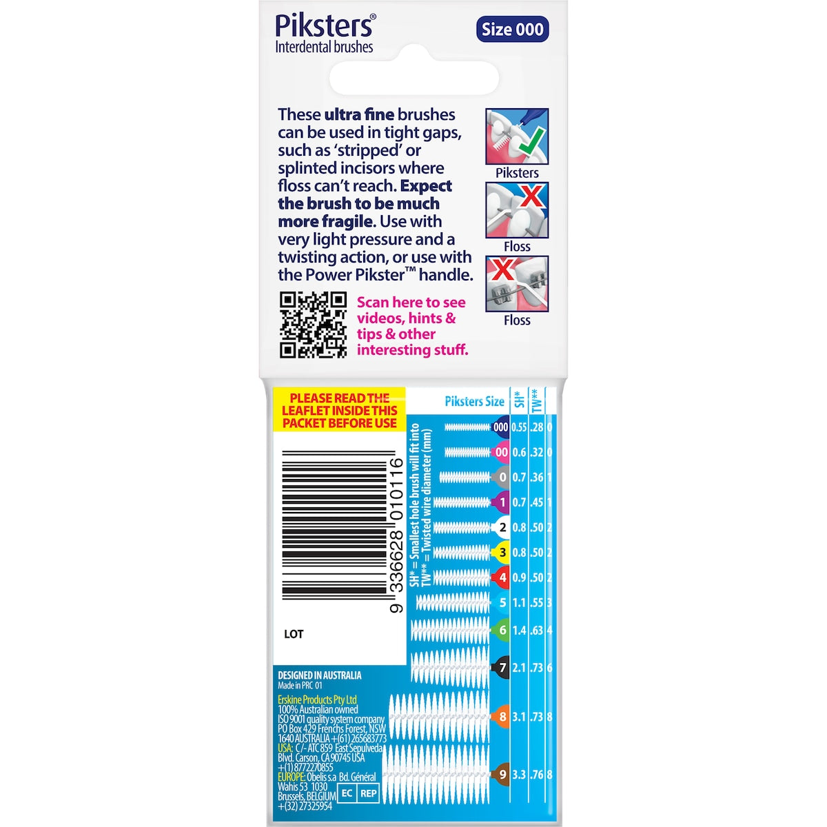 Piksters Interdental Brushes Size 000 10 Pack