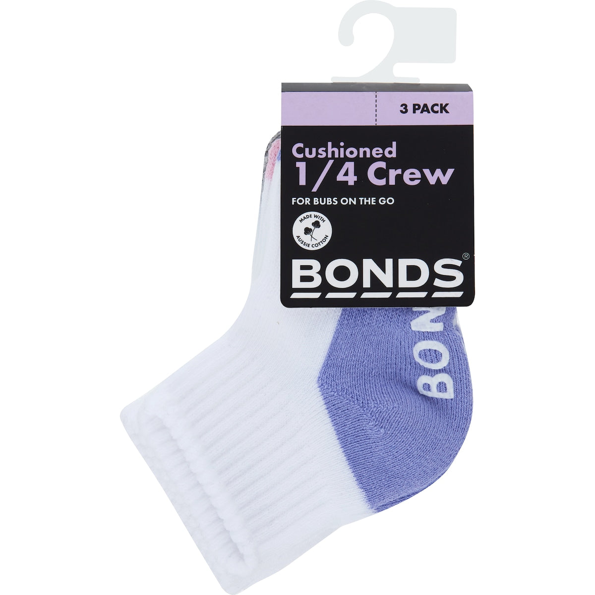 Bonds Cushioned Crew Sock For Babies 3 Pack