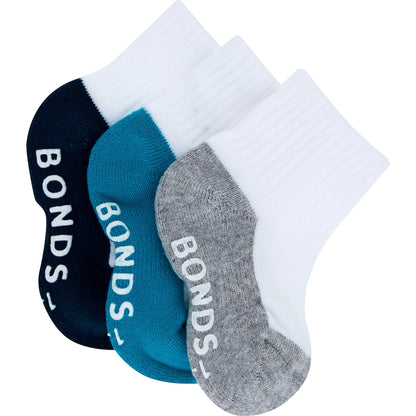 Bonds Logo 1/4 Crew Size 6-12m & 1-2y 3 Pack