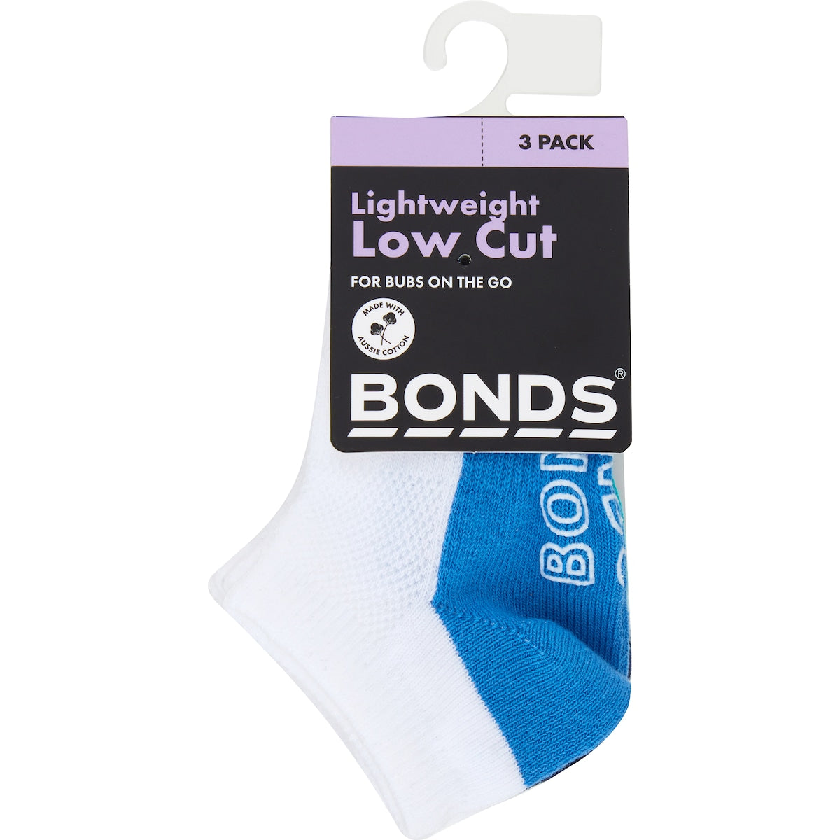Bonds Baby Logo Light Low Cut Size 6-12m & 1-2y 3 Pack