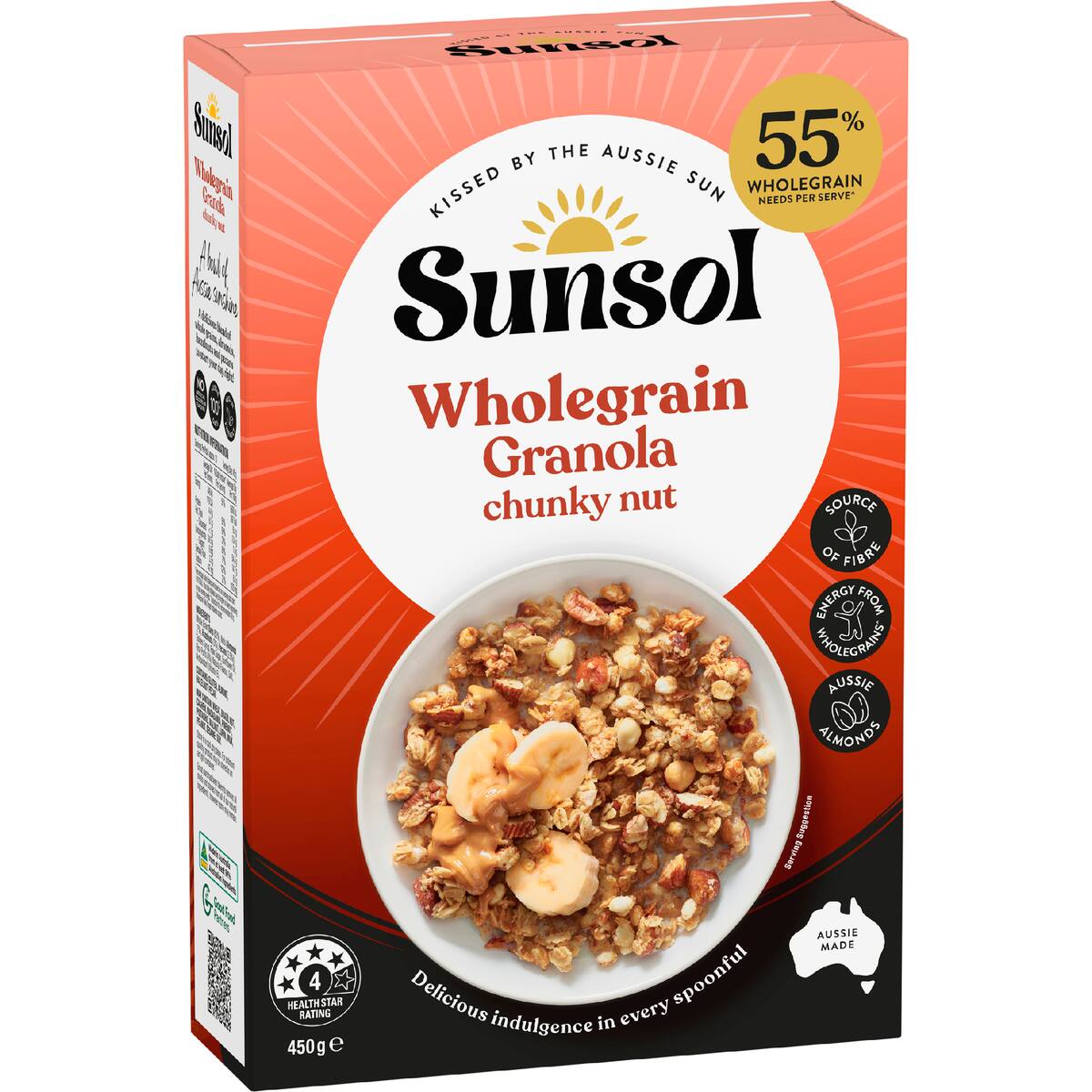Sunsol Wholegrain Granola Chunky Nut 450g