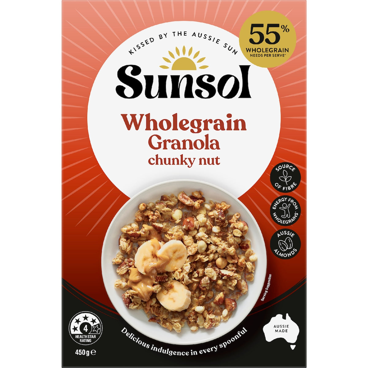 Sunsol Wholegrain Granola Chunky Nut 450g