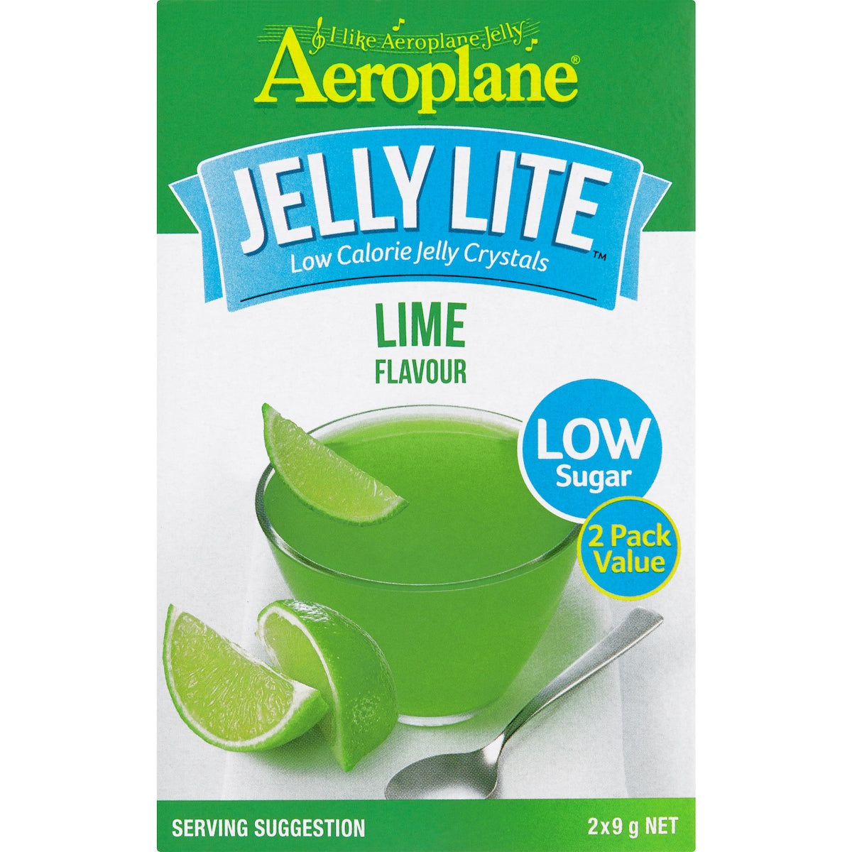 Aeroplane Jelly Lite Crystals Lime 9g X 2 Pack
