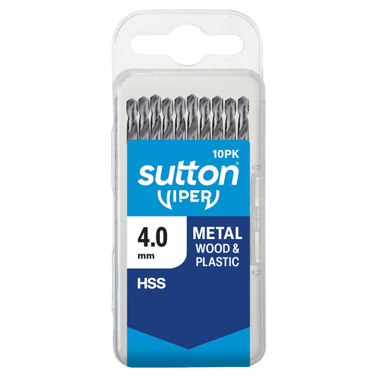 Sutton Tools 4mm Viper HSS Metric Drill Bit - For Metal, Wood & Plastics - 10 Pack