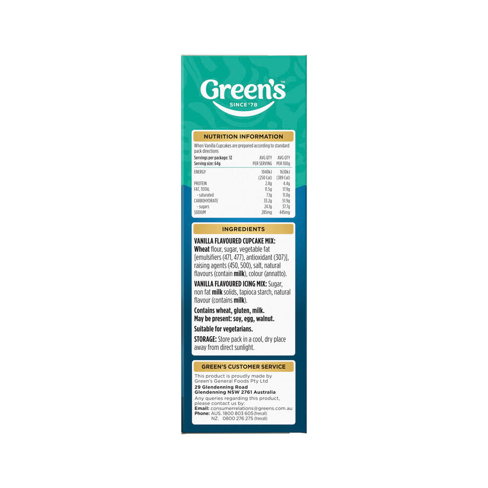 Green's Deluxe Vanilla Cupcake Mix - 490g