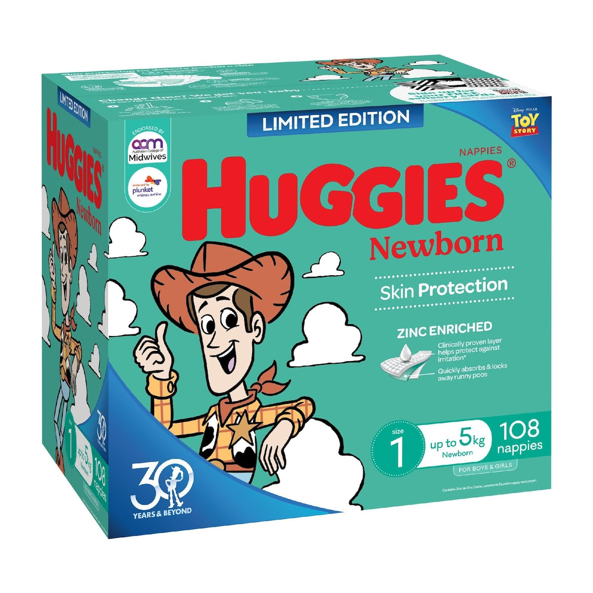 Huggies Newborn Nappies Size 1 (up To 5kg) 108 Pack