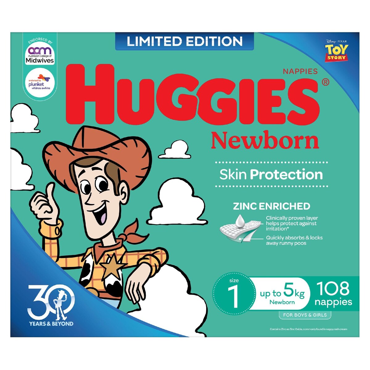 Huggies Newborn Nappies Size 1 (up To 5kg) 108 Pack