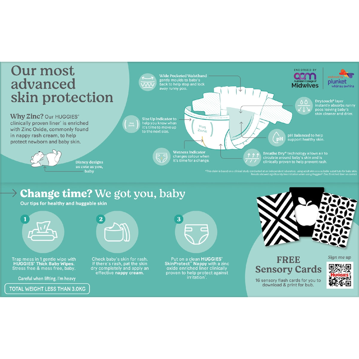 Huggies Skin Protect Newborn Nappies Size 1 (Up To 5kg) 108 Pack