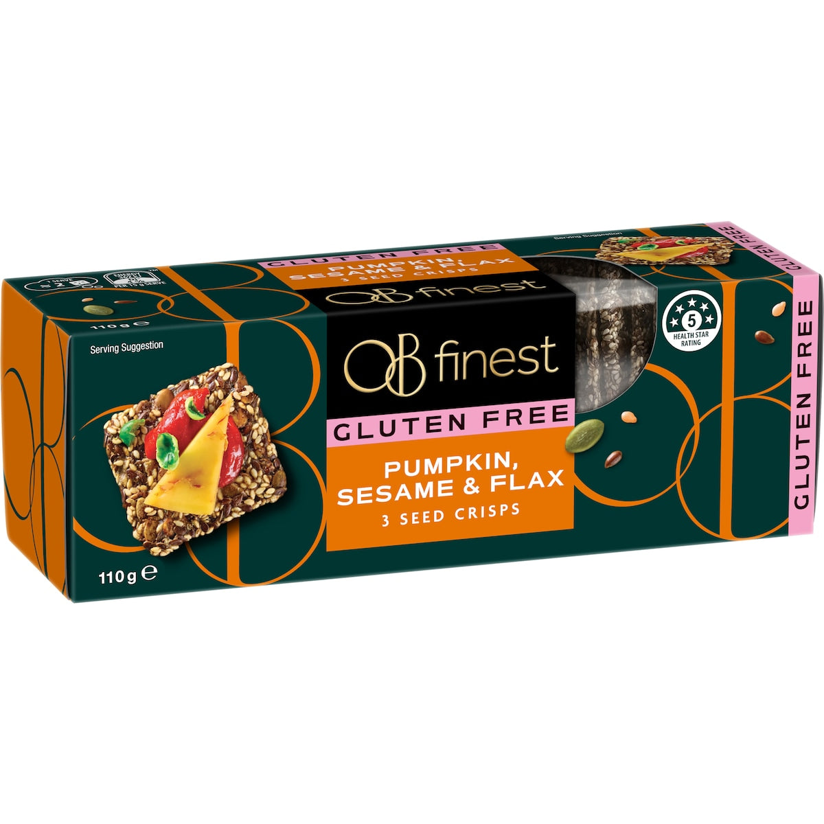 Ob Finest Pumpkin Sesame & Flax Seed Crisps 110g