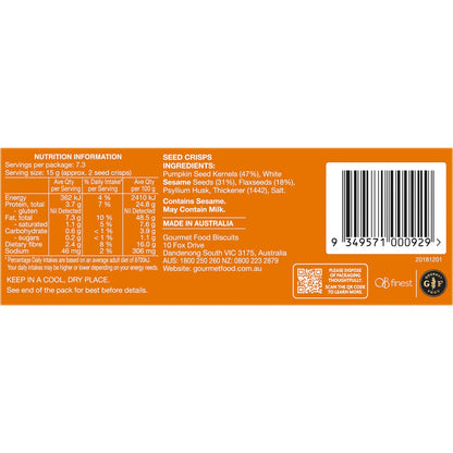 Ob Finest Pumpkin Sesame & Flax Seed Crisps 110g