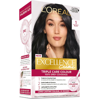 Loreal Paris Excellence Creme Hair Colour 1 Black Each