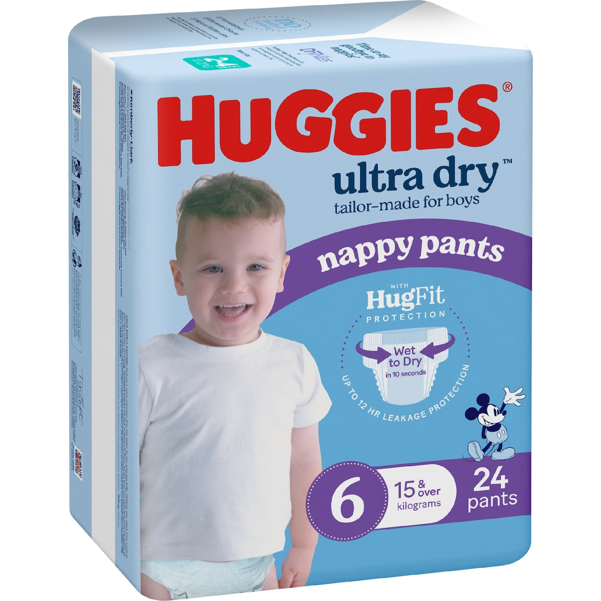 Huggies Ultra Dry Nappy Pants Boys Size 6 (15-20kg) 24 Pack
