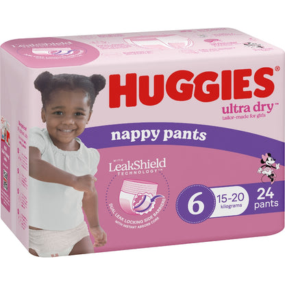 Huggies Ultra Dry Nappy Pants Girls Size 6 (15-20kg) 24 Pack