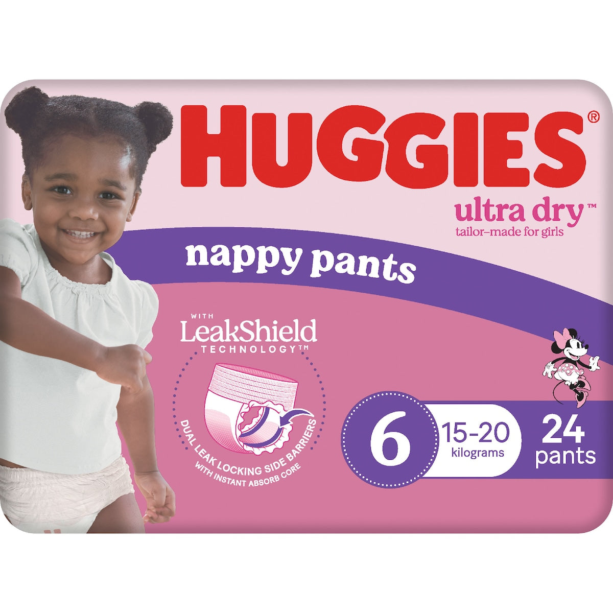 Huggies Ultra Dry Nappy Pants Girls Size 6 (15-20kg) 24 Pack