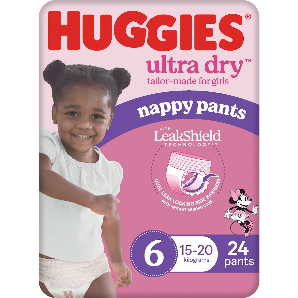 Huggies Ultra Dry Nappy Pants Girls Size 6 (15-20kg) 24 Pack
