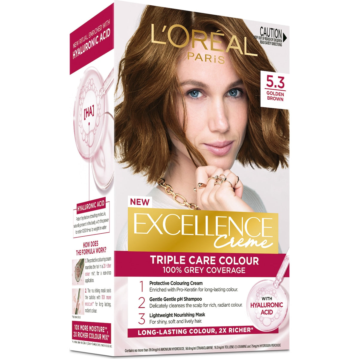 Loreal Paris Excellence Creme Hair Colour 5.3 Golden Brown Each