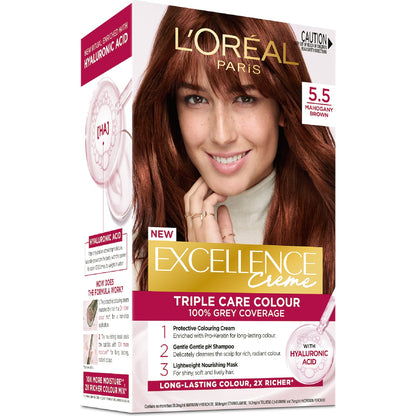 Loreal Paris Excellence Creme Hair Colour 5.5 Mahogany Brown Each