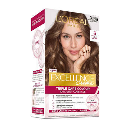 Loreal Paris Excellence Creme Hair Colour 6 Light Brown Each