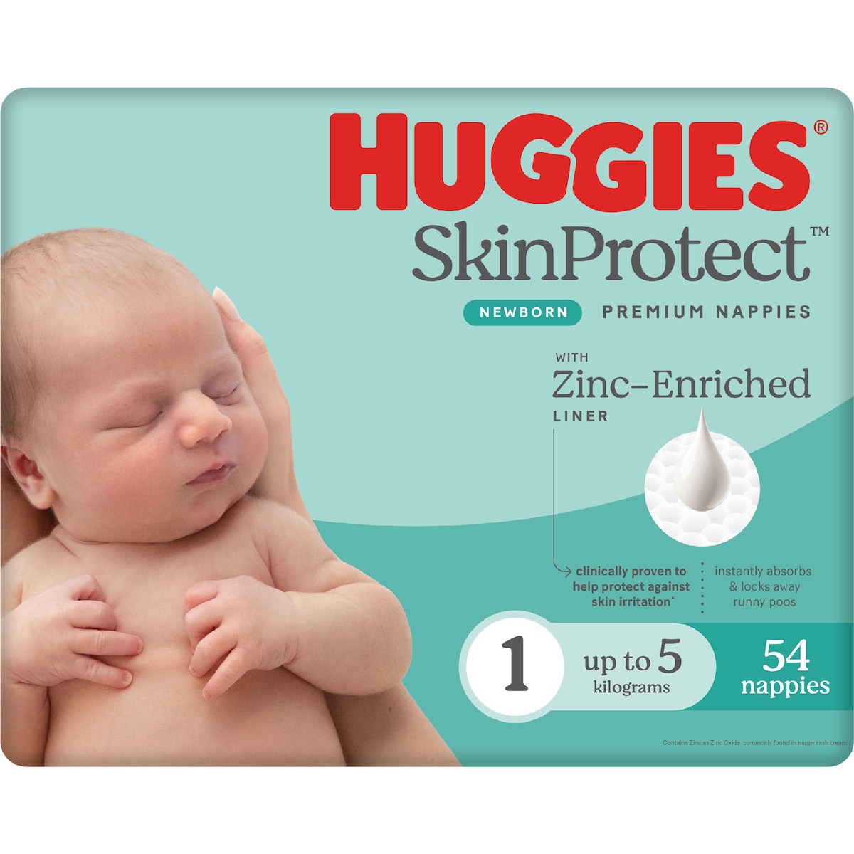 Huggies Skin Protect Newborn Nappies Size 1 (Up To 5kg) 54 Pack
