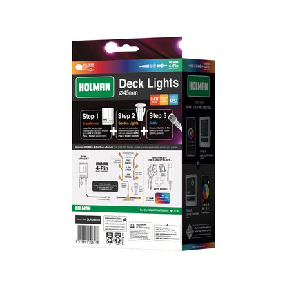 Holman 45mm RGB Colour Deck Light - 6 Pack - Stainless Steel - Waterproof