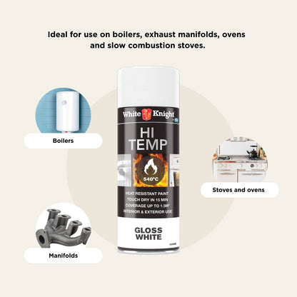 White Knight Hi Temp Spray Paint - 300g - Gloss White