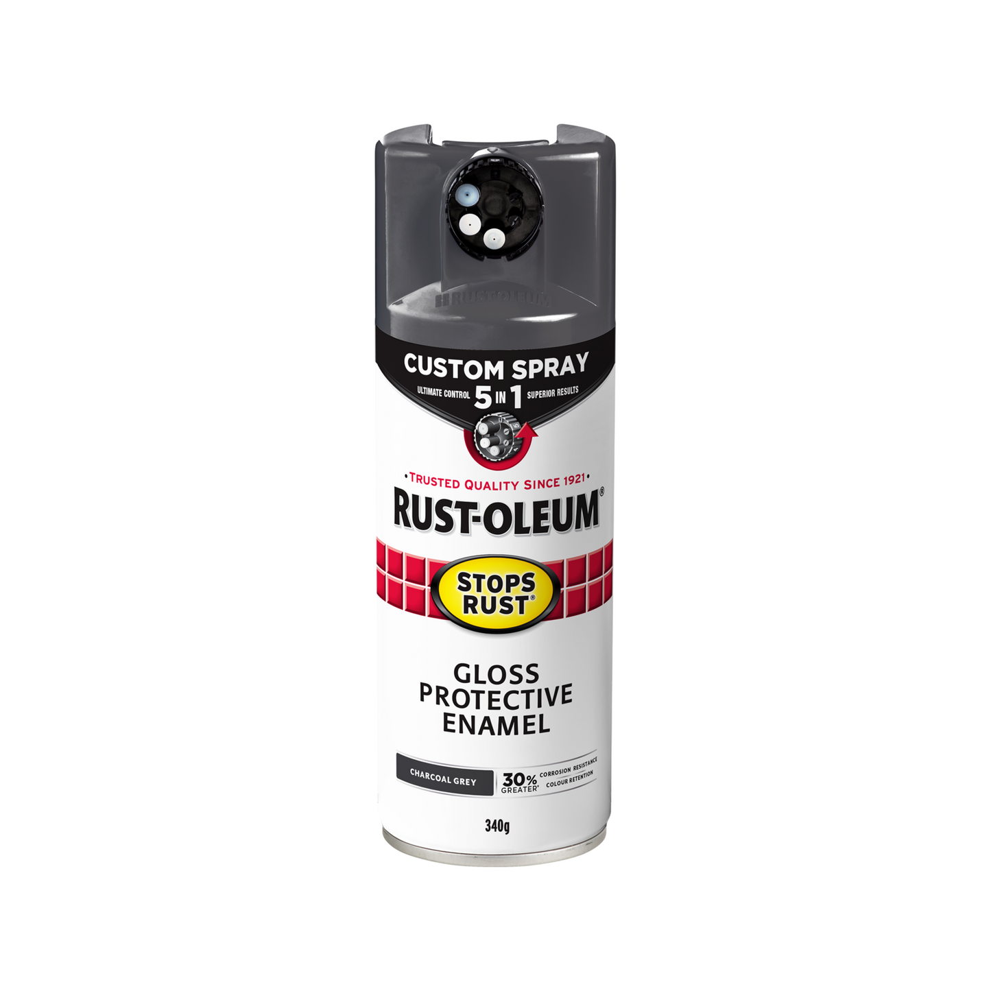 Rust Oleum Charcoal Grey Gloss Spray Paint - 340g - 5 in 1