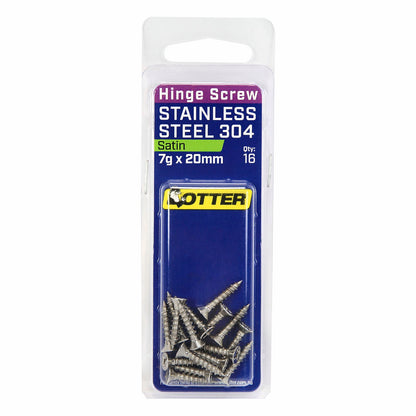 Otter Satin Stainless Steel Hinge Screws - 7 x 20mm - 16 Pack