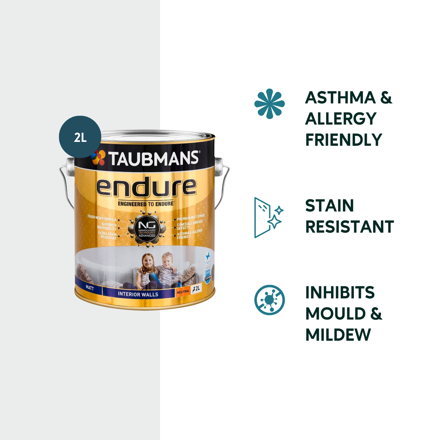 Taubmans Neutral Matt Endure Interior Walls Paint - 2L