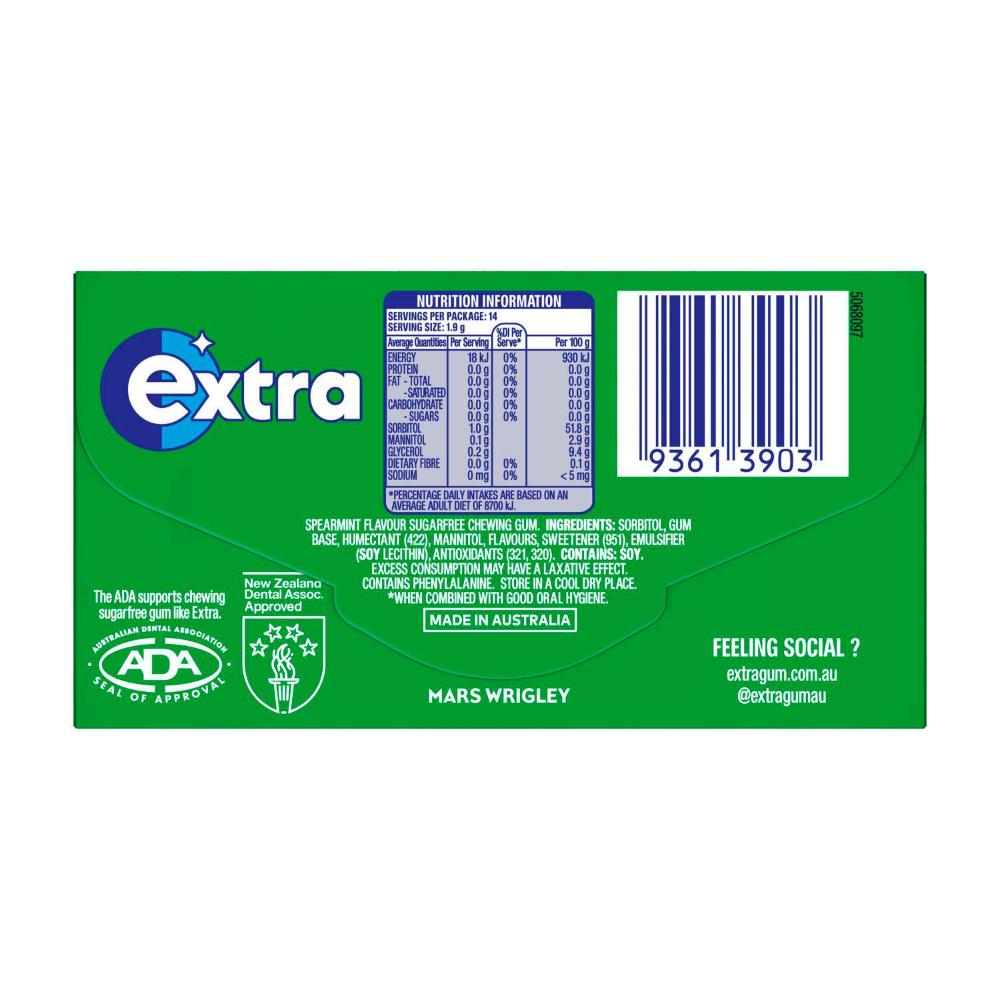 Extra Spearmint Sugar Free Chewing Gum - 27g