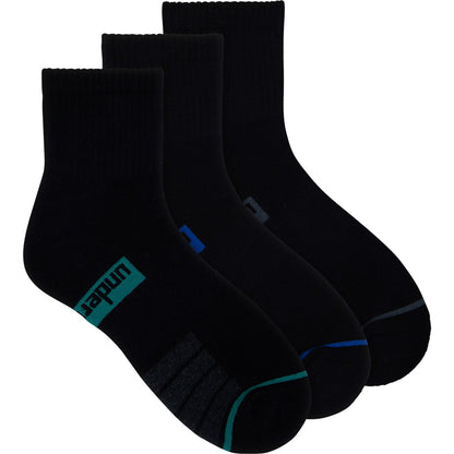 Underworks Mens Sport Quarter Crew Black 7 To 10 3 Pack
