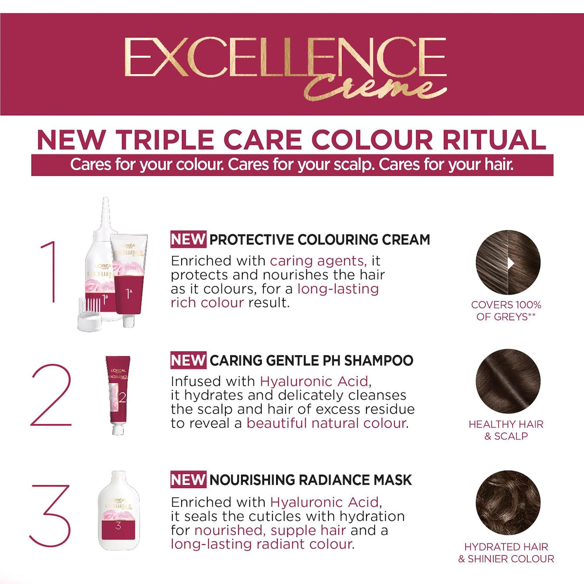 Loreal Paris Excellence Creme Hair Colour 6.1 Light Ash Brown Each