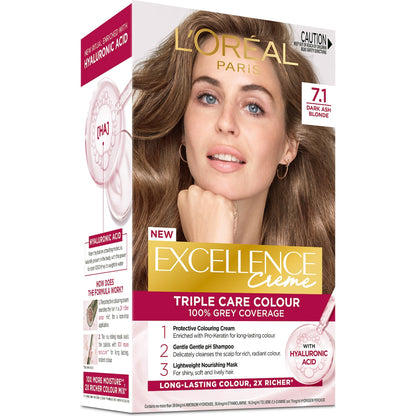 Loreal Paris Excellence Creme Hair Colour 7.1 Dark Ash Blonde Each