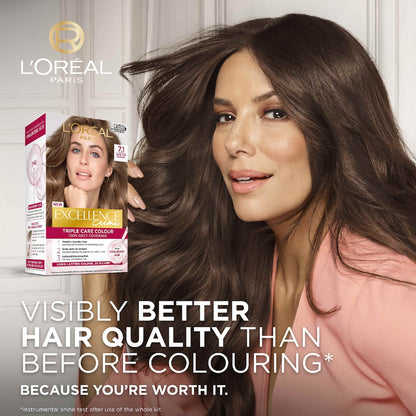Loreal Paris Excellence Creme Hair Colour 7.1 Dark Ash Blonde Each