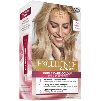 Loreal Paris Excellence Creme Hair Colour 9 Light Blonde Each