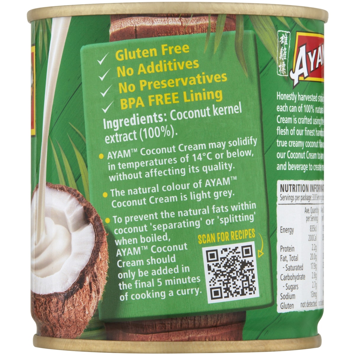 Ayam 100% Natural Coconut Cream 270ml