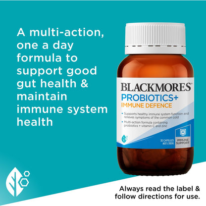 Blackmores Probiotics+ Immune Defence Gut Health Vitamin Capsules 30 pack