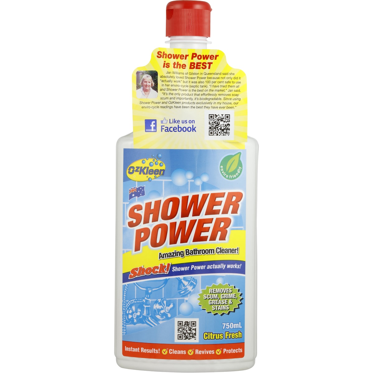 Ozkleen Shower Power Citrus Cleaner Squeeze Pack 750ml