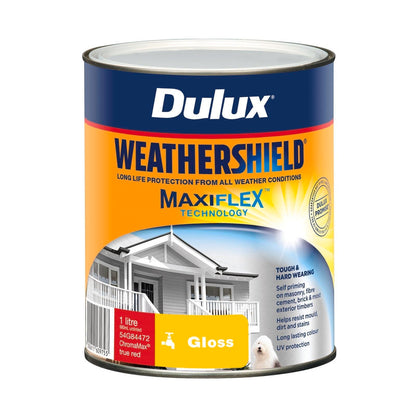 Dulux Weathershield Exterior Paint - 1L - True Red Gloss