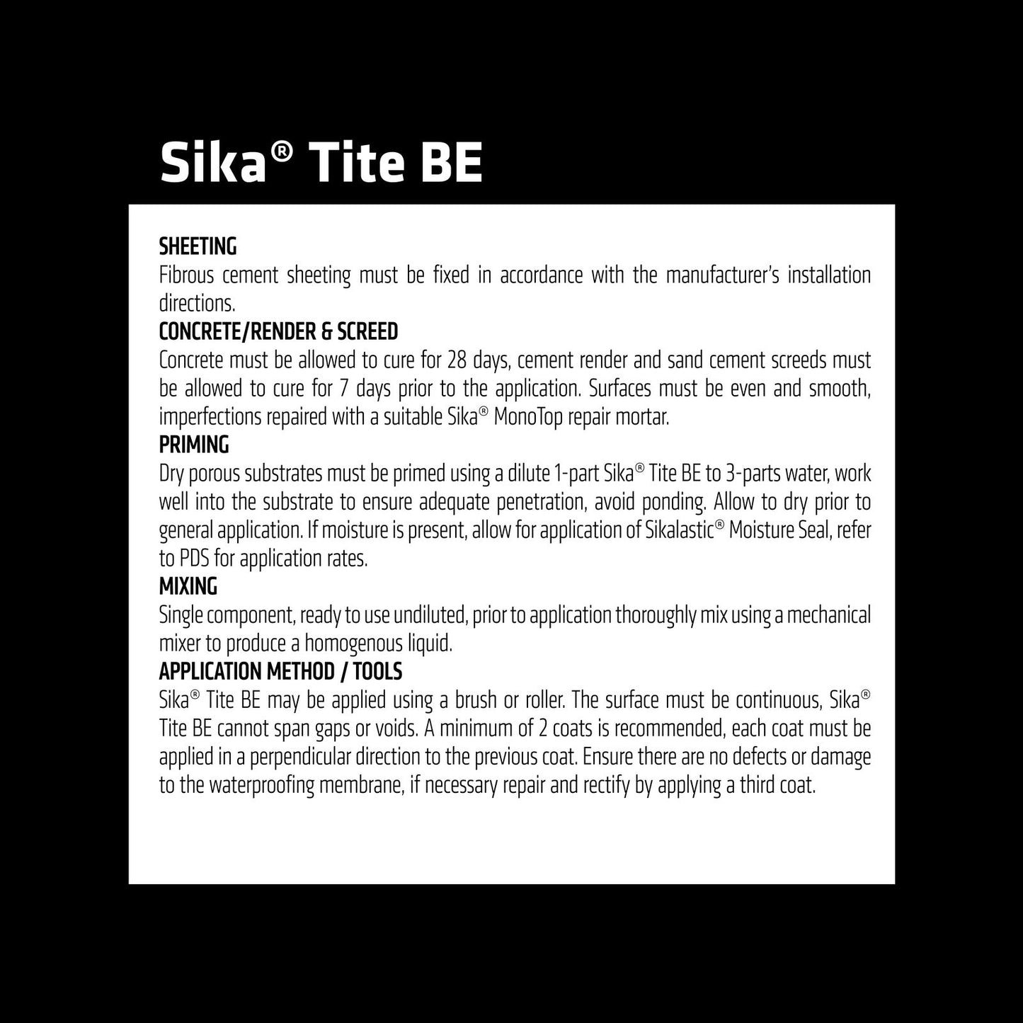 Sika Sikatite BE Bitumen Waterproofing Membrane - 4L