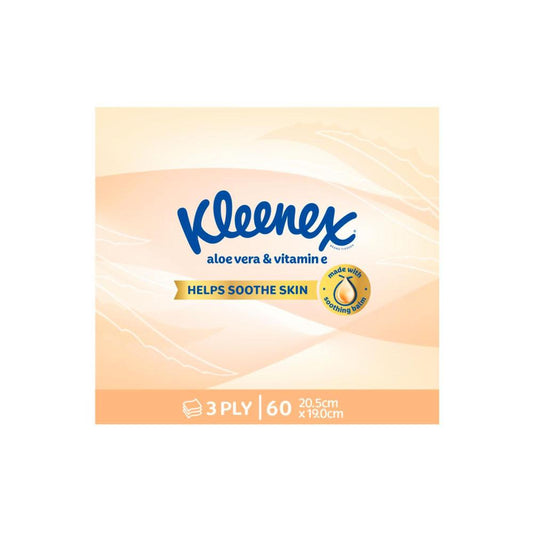 Kleenex 3 Ply Wellbeing Aloe Vera Facial Tissues - 60 Pack