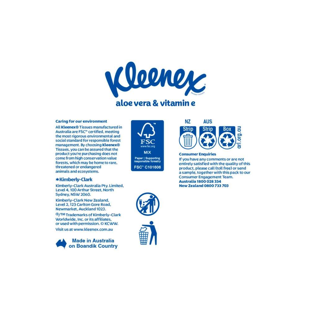 Kleenex 3 Ply Wellbeing Aloe Vera Facial Tissues - 60 Pack
