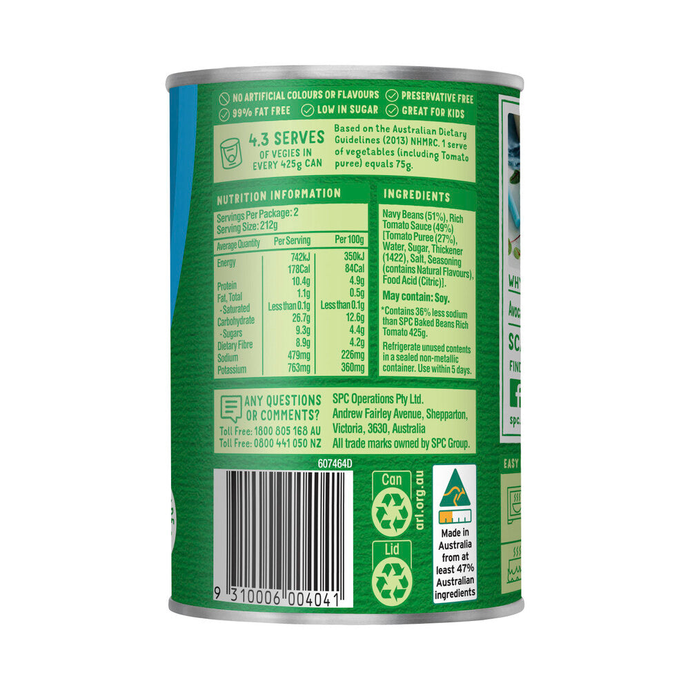SPC Baked Beans in Rich Tomato Salt Reduced - 425g
