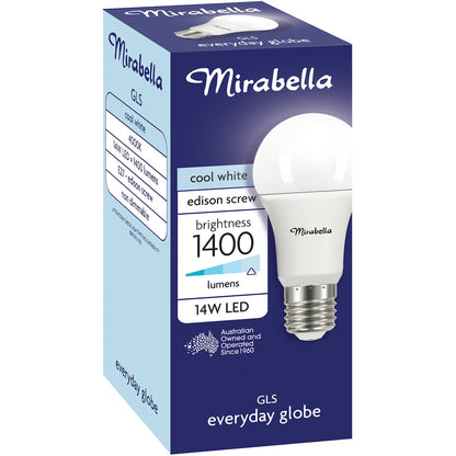 Mirabella 14W 1400lm LED GLS Everyday Globe Edison Screw Cool White each