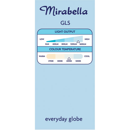 Mirabella 14W 1400lm LED GLS Everyday Globe Edison Screw Cool White each
